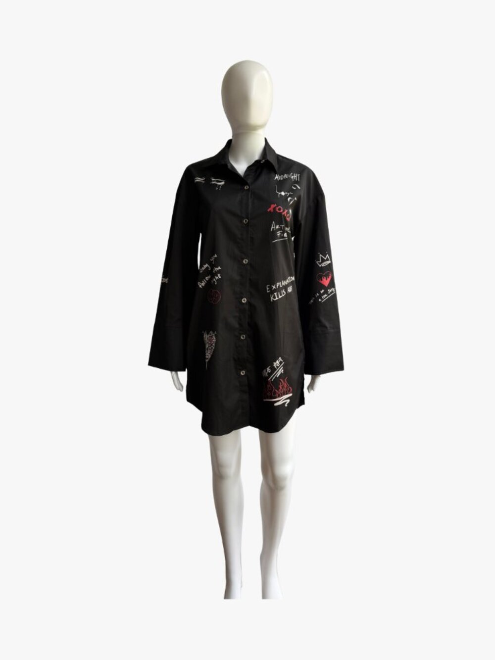 Manière De Voir Black Graffiti Shirt Dress